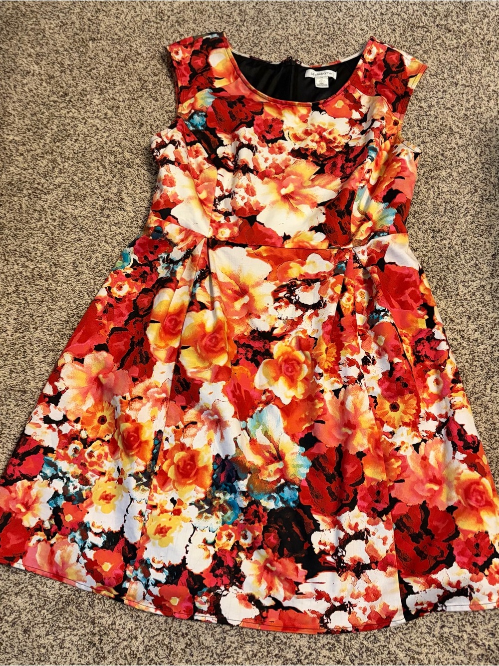 Liz Claiborne Red Multi Floral Fit & Flare Dress